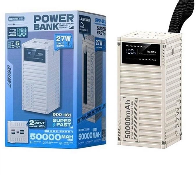 Power bank REMAX RPP-161 50000 mAh PD27W+QC3.0 (22.5W) білий – фото ...