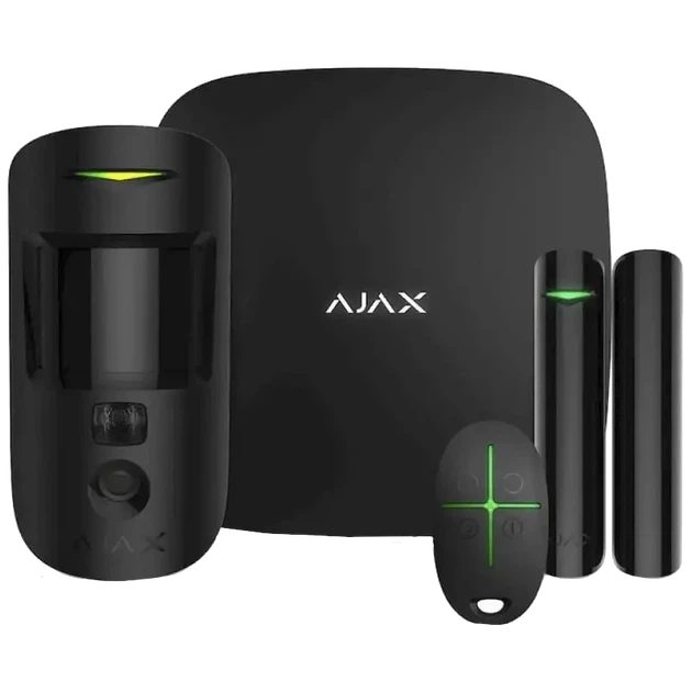 Комплект охоронної сигналізації Ajax StarterKit Cam Plus HDR UA black - Фото 1 Комплект охоронної сигналізації Ajax StarterKit Cam Plus HDR UA black - зображення 1