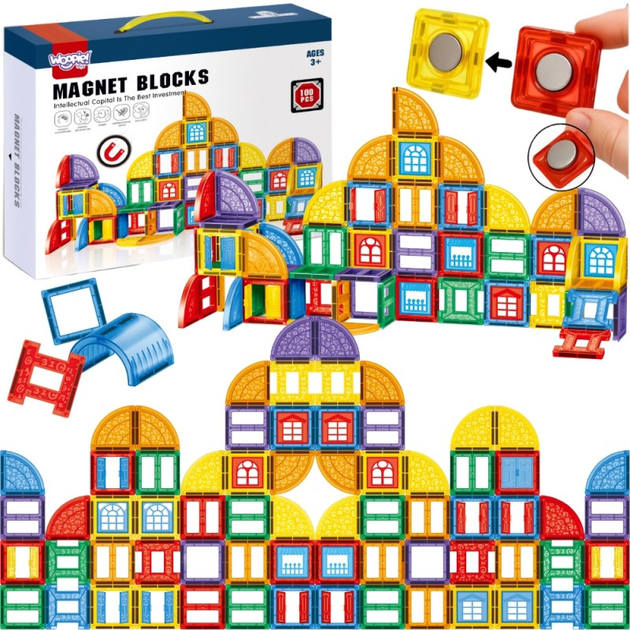 Klocki Magnetyczne Woopie 3D Zestaw Edukacyjny Zamek 100 elementów (5906280654856) - obraz 1