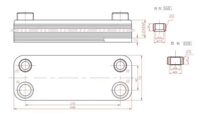 Теплообмінник вторинний Vaillant T3 T4 T5 T6, 20 пластин, 17B2071402, 064950, 064946, 65034, 95261283 - зображення 3