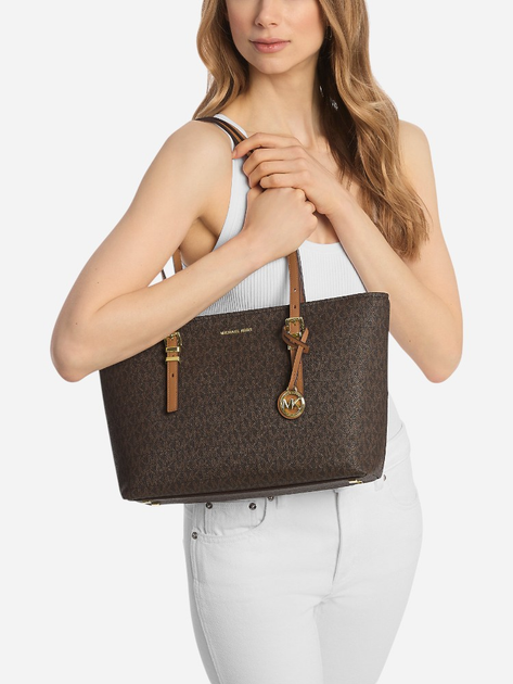 Сумка шоппер жіноча Michael Kors Quinn Md Ew Tz Tote 30T5GQNT2B 252 Темно-коричнева (800070349084) - зображення 2