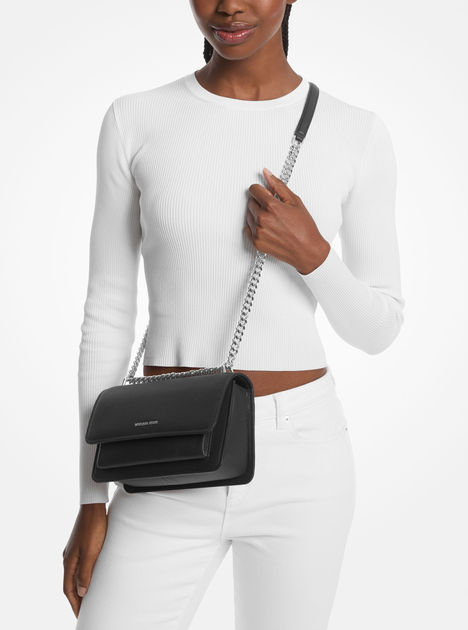 Torebka damska crossbody przez ramię skórzana mała Michael Kors Claire Lg Shoulder 30T4SC7L3T 001 Czarna (800070349099) - obraz 6