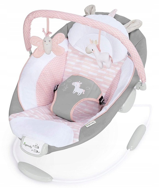 Leżaczek dziecięcy Ingenuity z wibracja i dzwiekiem Flora the Unicorn 0m+ do 9kg 12201 (0074451122017) - obraz 2