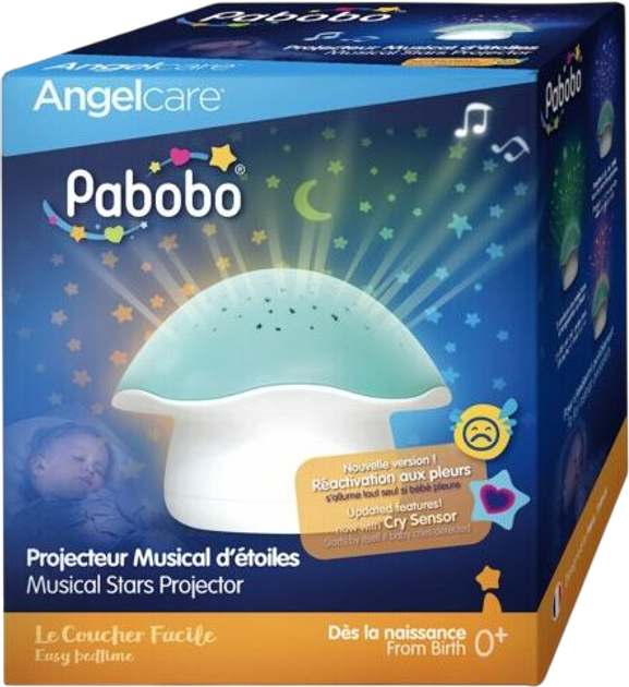 Lampka nocna dla dzieci z projektorem Pabobo Grzybek muzyczny Niebieska SP02M-B (3760125262284) - obraz 9