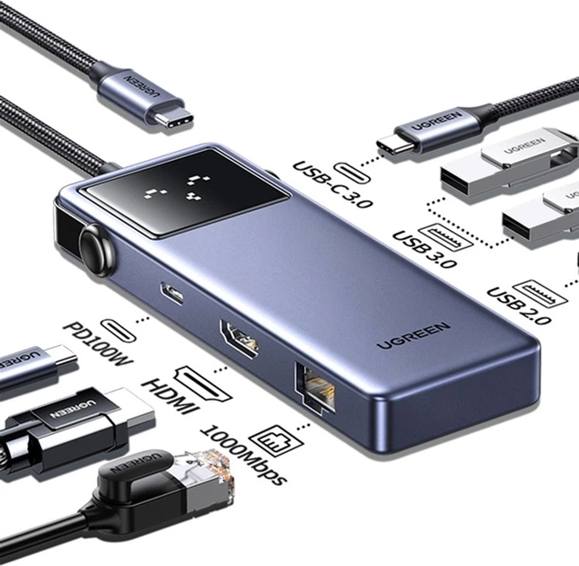 USB-хаб UGREEN CM888 7-in-1 USB-C to 3xUSB, 1xUSB-C, HDMI, RJ-45