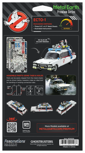 Металлический 3D конструктор Metal Earth Premium "Автомобиль Охотников за привидениями Ecto-1" (ICX230) - изображение 9