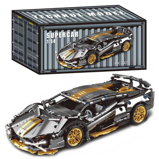 Конструктор сіро-золотий Lamborghini 1:14 – рульовий механізм, диференціал - зображення 6