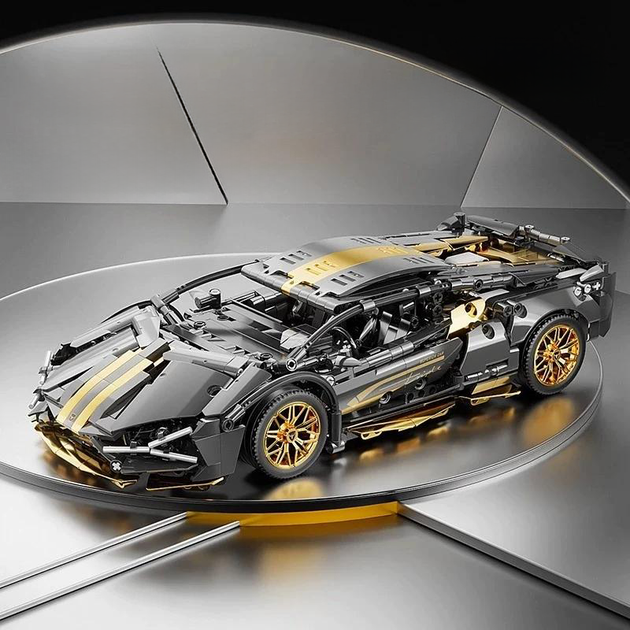 Конструктор сіро-золотий Lamborghini 1:14 – рульовий механізм, диференціал - зображення 2