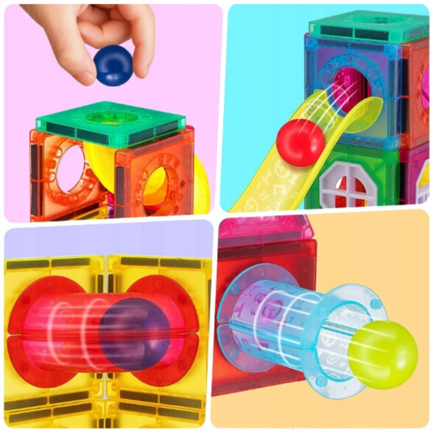 Klocki Magnetyczne Woopie 3D Zestaw Edukacyjny, Tor Kulkowy, 42 elementy (5906280654917) - obraz 3