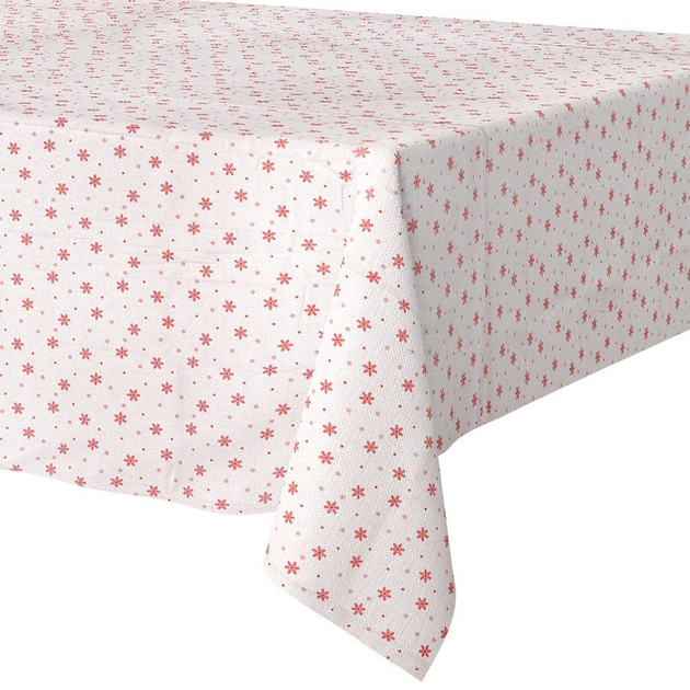 Скатертина Excellent Houseware стійка до плям сніжинки 180x130 см (5904316452346) - зображення 1