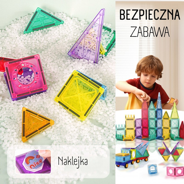 Klocki Magnetyczne Woopie 3D Zestaw Edukacyjny, Zamek, Pojazdy, 110 elementów (5906280654979) - obraz 5