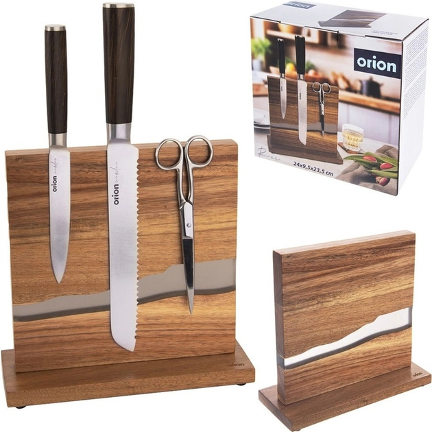 Підставка для ножів Orion River дерев’яна магнітна двостороння 24 x 9.5 x 23.5 см (8592381195939) - зображення 7