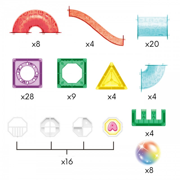 Klocki Magnetyczne Woopie 3D Zestaw Edukacyjny, Tor Kulkowy, LED, 105 elementów (5906280654849) - obraz 3