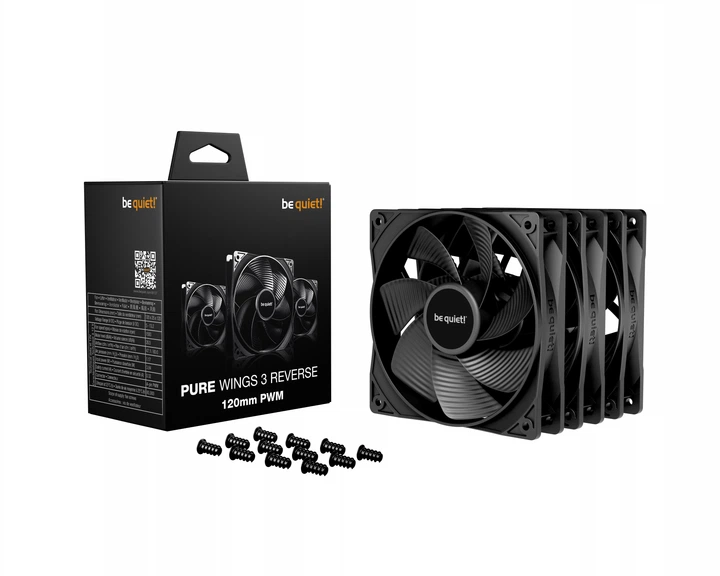 Zestaw wentylatorów be quiet! Pure Wings 3 120mm PWM Reverse Triple Pack Black (BL137) - obraz 3