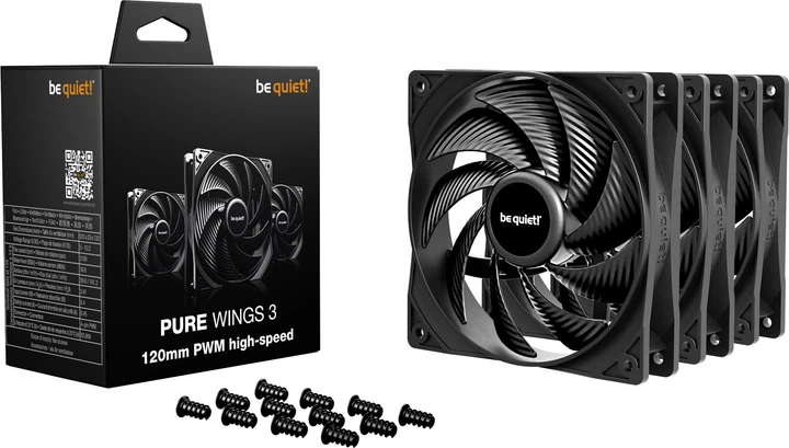 Zestaw wentylatorów be quiet! Pure Wings 3 120mm PWM High-Speed Triple Pack Black (BL140) - obraz 3