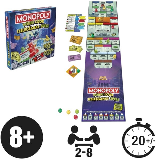 Настільна гра Hasbro Monopoly Knockout (естонською та латиською мовами) (5010996218223) - зображення 4