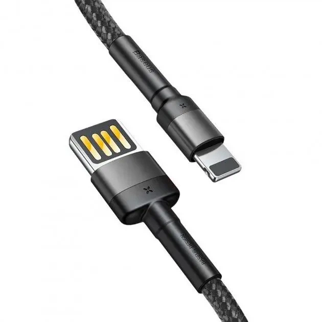 Кабель зарядный Lightning Baseus Cafule Cable USB for Lightning 2.4A 1 м Grey/Black (CALKLF-GG1) - изображение 2