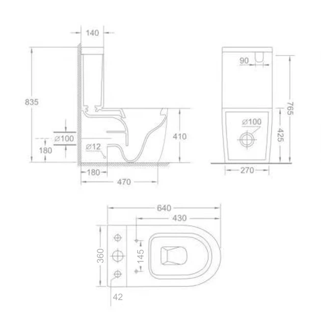 Унитаз компакт Mixxus Ellipse-0403-T3 640x360 овальный, с сиденьем, белый (MI6711) - изображение 7