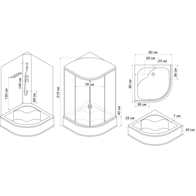 Бокс душевой без гидромассажа Mixxus STRONG SB01-90x90x215-FB SATIN с высоким поддоном (MI6884) - изображение 12