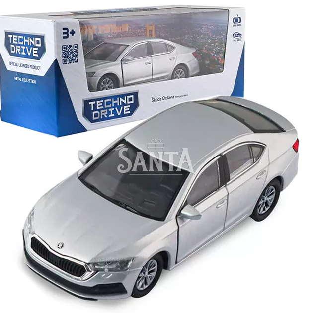 Машинка металлическая Skoda Octavia Шкода октавия серая 1:43 откр