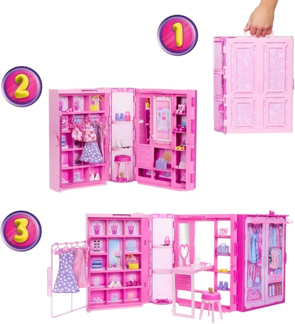 Ігровий набір Барбі Гардеробна мрії з лялькою та наборами одягу Barbie Dream Closet Playset with Fashion Doll & Clothes (HXD58) (HXD58) - Фото 6 Ігровий набір Барбі Гардеробна мрії з лялькою та наборами одягу Barbie Dream Closet Playset with Fashion Doll & Clothes (HXD58) (HXD58) - изображение 6