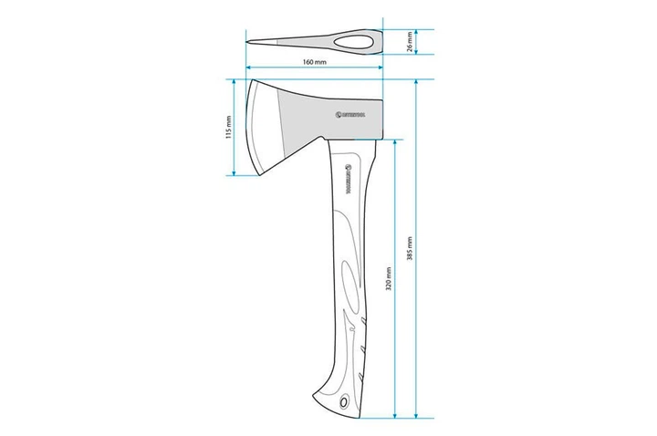 Топор Intertool 800 г ручка фибергласс (HT-0262) - Фото 4 Топор Intertool 800 г ручка фибергласс (HT-0262) - изображение 4