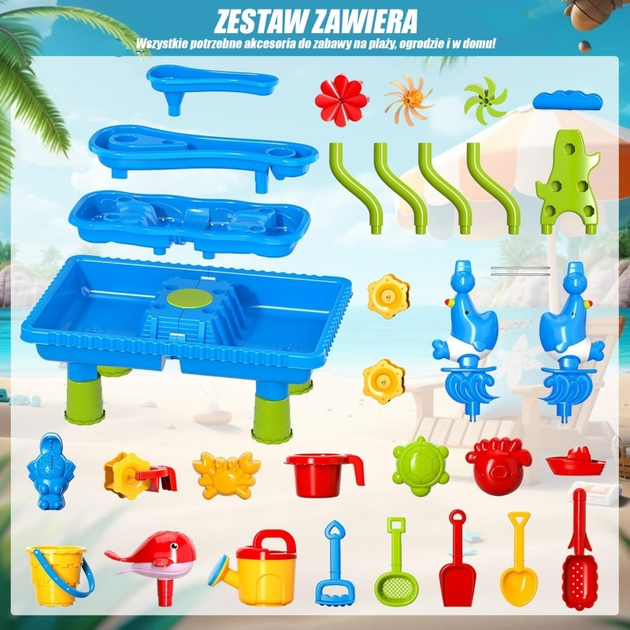 Stolik wodny Woopie 4w1 Piaskownica Wodospad XL 4-Poziomowy Delfin 55655 (5906280655655) - obraz 6
