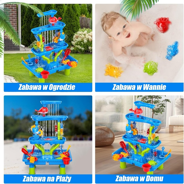 Stolik wodny Woopie 4w1 Piaskownica Wodospad XL 4-Poziomowy Delfin 55655 (5906280655655) - obraz 8