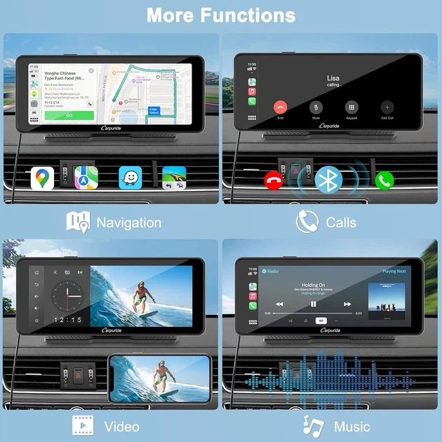 Автомагнитола Carpuride W609 / 6.86" / Сенсорная / Apple CarPlay / Android Auto / Bluetooth / WI-FI / GPS / USB / AUX / TF slot - изображение 5