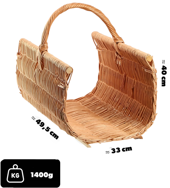 Декоративний кошик Kadax натуральний для дрів 40 x 50 x 35 см (5903699485156) - зображення 2