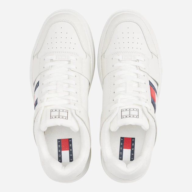 Sneakersy męskie skórzane Tommy Jeans EM0EM01576-TCR 41 Białe (8720638358794) - obraz 5