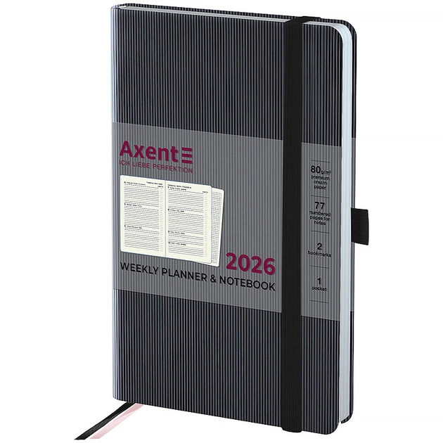 Еженедельник датирован 2026 год Axent Partner Lines 125х195 мм черный 8515-26-01-A, 72751 - Фото 5 Еженедельник датирован 2026 год Axent Partner Lines 125х195 мм черный 8515-26-01-A, 72751 - изображение 5