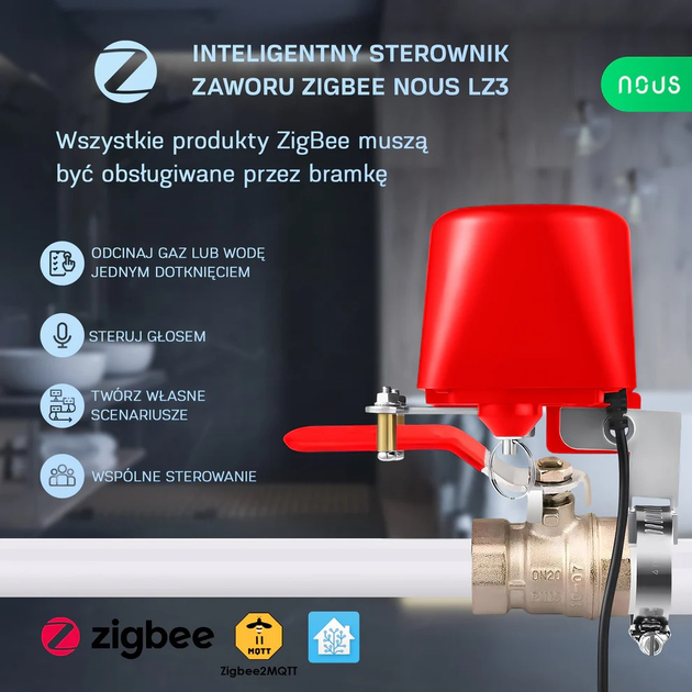 Розумний електропривод клапана Nous LZ3 (ZigBee) (5907772033968) - зображення 2