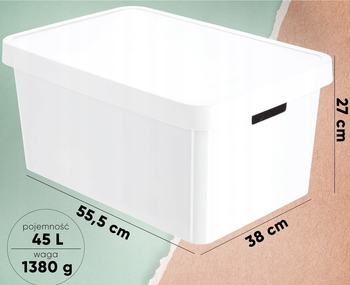 Pojemnik Curver Infinity plastikowy z pokrywą biały 45 l (3253921721005) - obraz 3