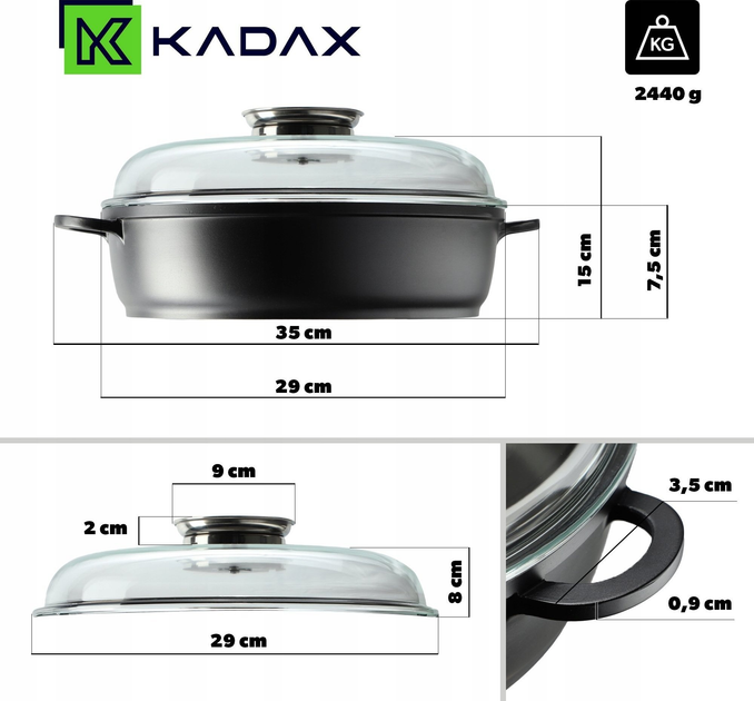 Сковорода Kadax глибока з кришкою 28 см (5903699434918) - зображення 5