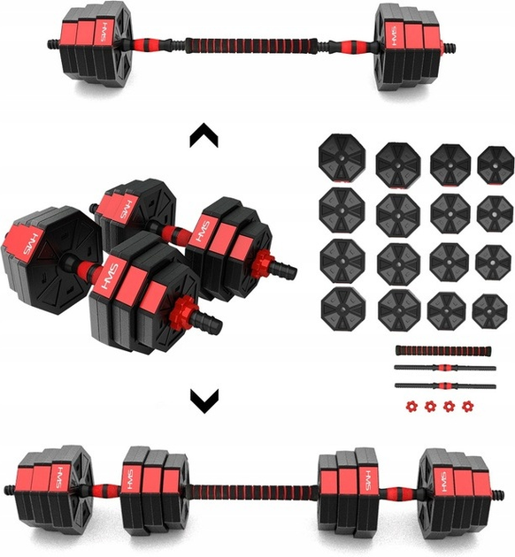 Набір штанга та гантелі HMS SGK30 30 кг Композит (5907695509984) - зображення 3