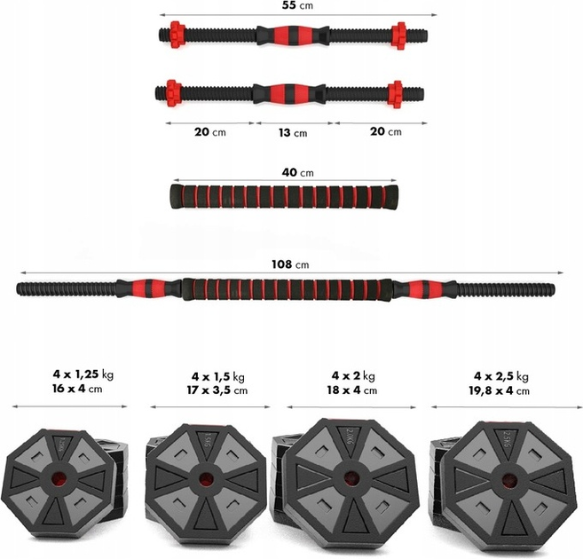 Набір штанга та гантелі HMS SGK30 30 кг Композит (5907695509984) - зображення 12