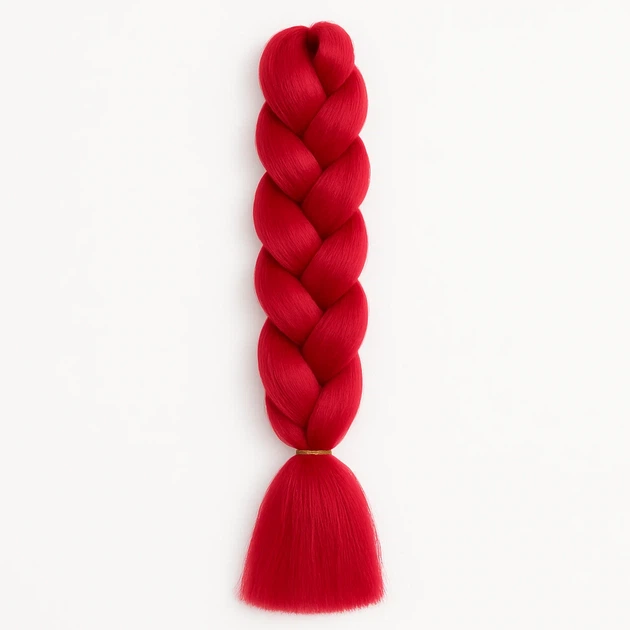 Канекалон однотонный А12 красный Jumbo Braid коса 60 см - изображение 2