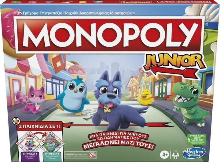 Настільна гра Hasbro Guess Junior Monopoly 2 в 1 (грецька версія) (5010996134882) - зображення 1