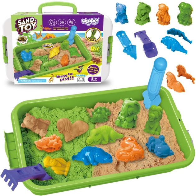 Набір Woopie XL ZOO Кінетичний пісок 1.5 кг + Сафарі столик із формочками 54825 (5906280654825) - зображення 2