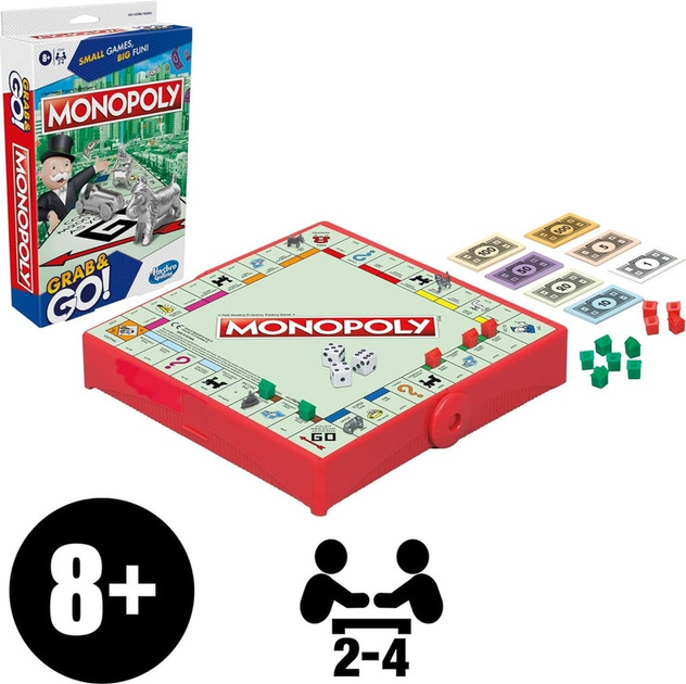 Настільна гра Hasbro Grab and Go Monopoly (англійська версія) (5010996164285) - зображення 6