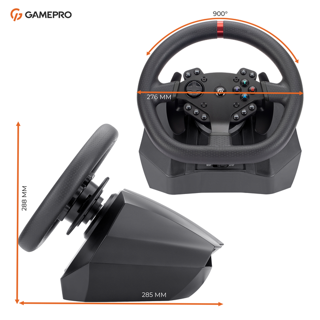 Ігрове кермо з автоматичним поверненням GamePro RW575PM з педалями та коробкою передач XBOXONE/PS4/PS3/PC/SWITCH - зображення 20