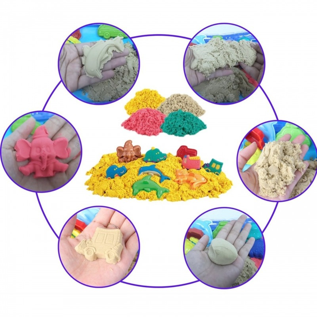 Zestaw Woopie Piasek kinetyczny 0.8 kg + w koszyku z foremkami 54764 (5906280654764) - obraz 4