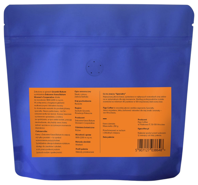 Kawa ziarnista Figa Coffee Rwanda Bukure Women’s Cooperative Washed Filter 250 g (5907127038648) - obraz 2