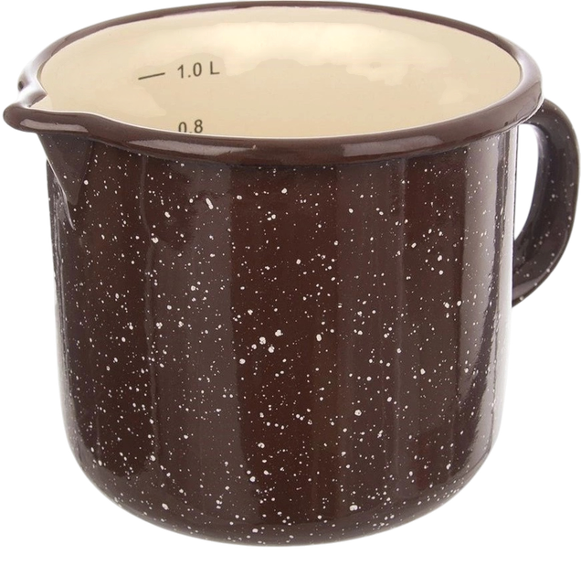Kubek Orion Brown emaliowany z miarką brązowy 1.2 l (8592381164812) - obraz 1