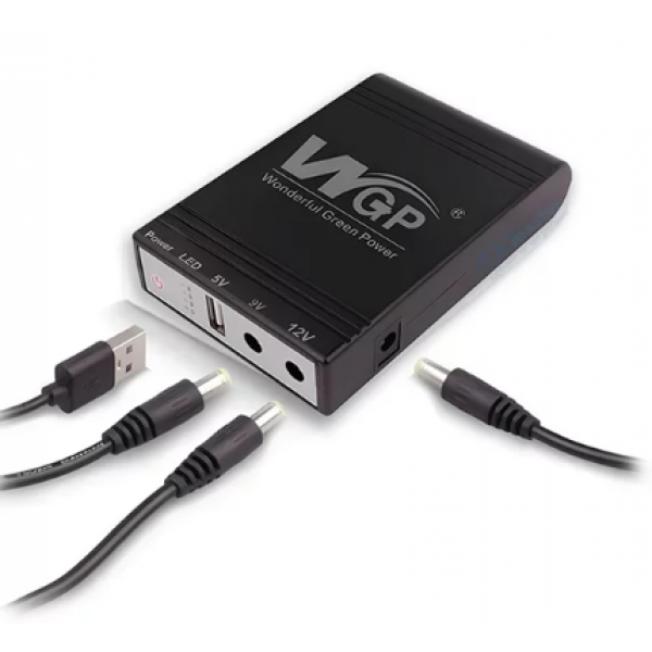 Безперебійник для роутера, GPON, 5в/9в/12в. ДБЖ. Mini UPS, Powerbank на 10400mAh в комплекті з адаптером 12 V та набір перехідників. - зображення 5