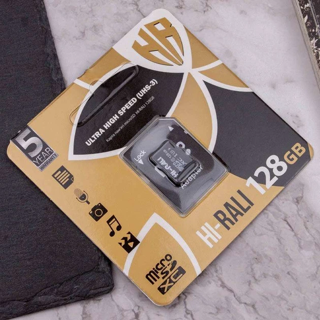 Карта пам'яті microSDHC HI-RALI 128GB class 10 з адаптером - изображение 3