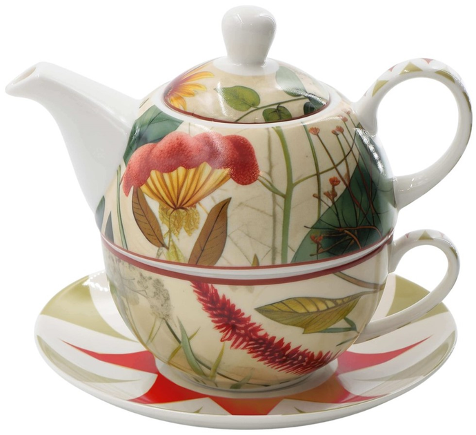 Чайник Rose and tulipani Mirabilia з чашкою і блюдцем Червоний 300 мл (8018594836617) - зображення 1