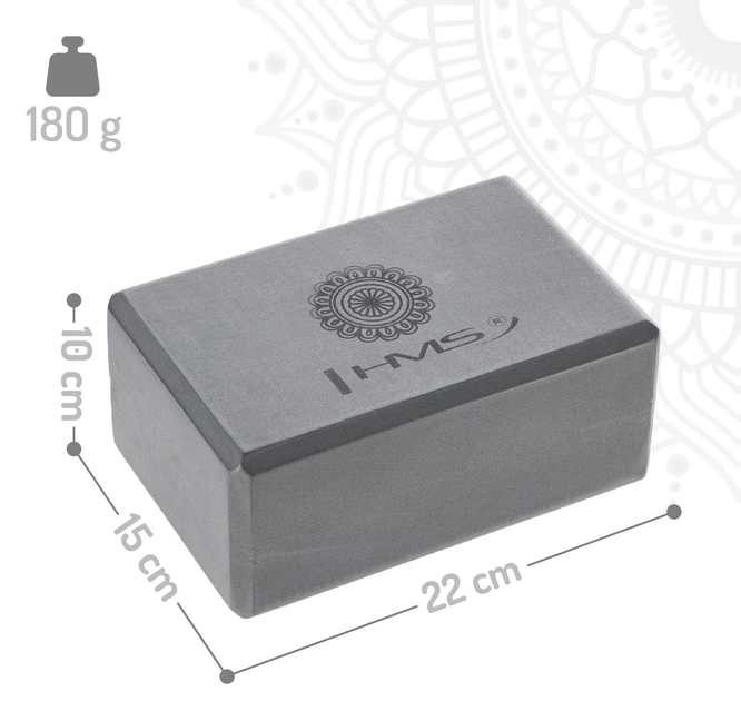 Zestaw do jogi HMS Mata TPE YM10 + Kostka KJ02 + Pasek SJ02 Gray (5908261684517) - obraz 3