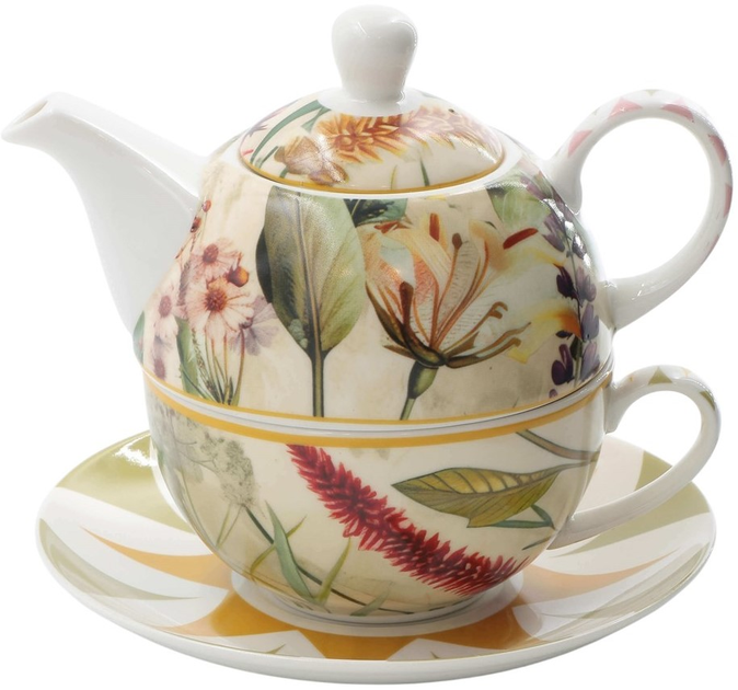 Чайник Rose and tulipani Mirabilia з чашкою і блюдцем Жовтий 300 мл (8018594836372) - зображення 1
